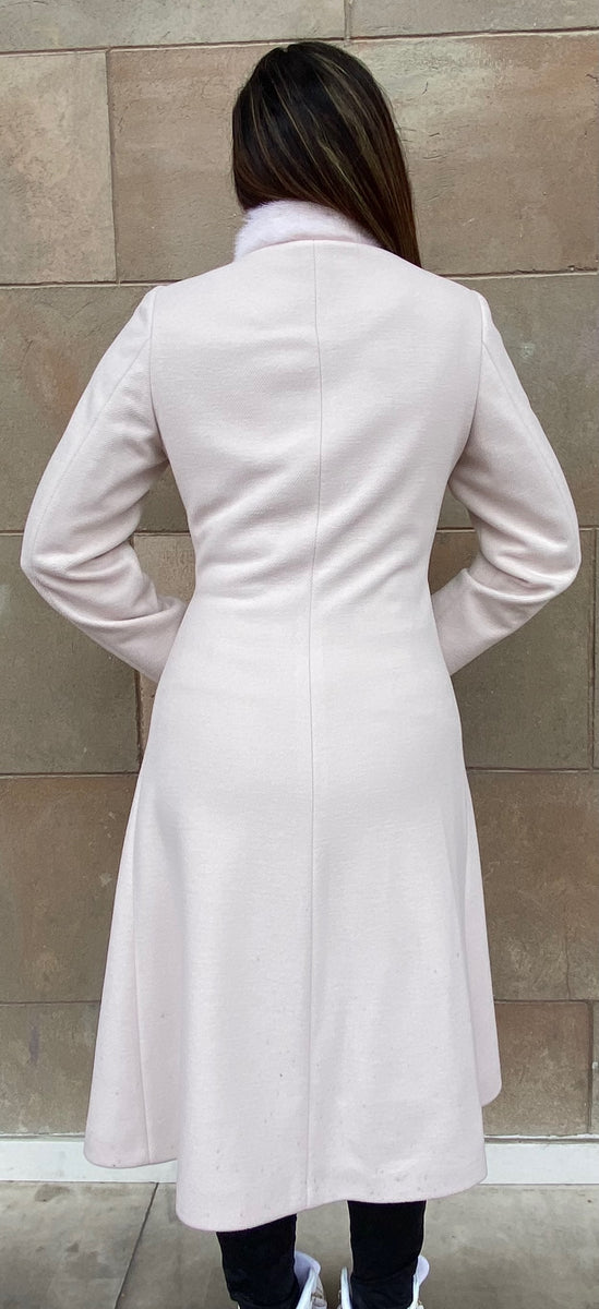 navy blue dress for baby girl Winter Long Lapel Collar Contrast Double Breast Coat, Cream White / L main image 1