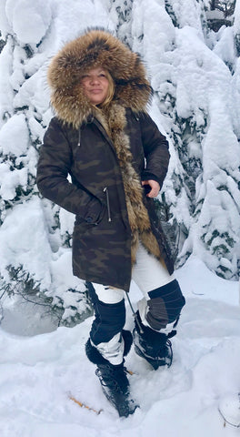 Bergen Of Norway Ashley Camo Finnish Raccoon Fur Winter Coat - Bergen Of Norway