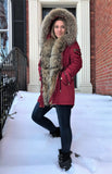 Bergen Of Norway Women's Ashley Red Finnish Raccoon Fur Winter Coat - Bergen Of Norway