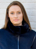 Bergen Of Norway Women's Kari Cashmere Wool Mink Coat in Navy Grey - Bergen Of Norway